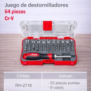 Juego de puntas y destornillador Ronix RH-2716 64 piezas