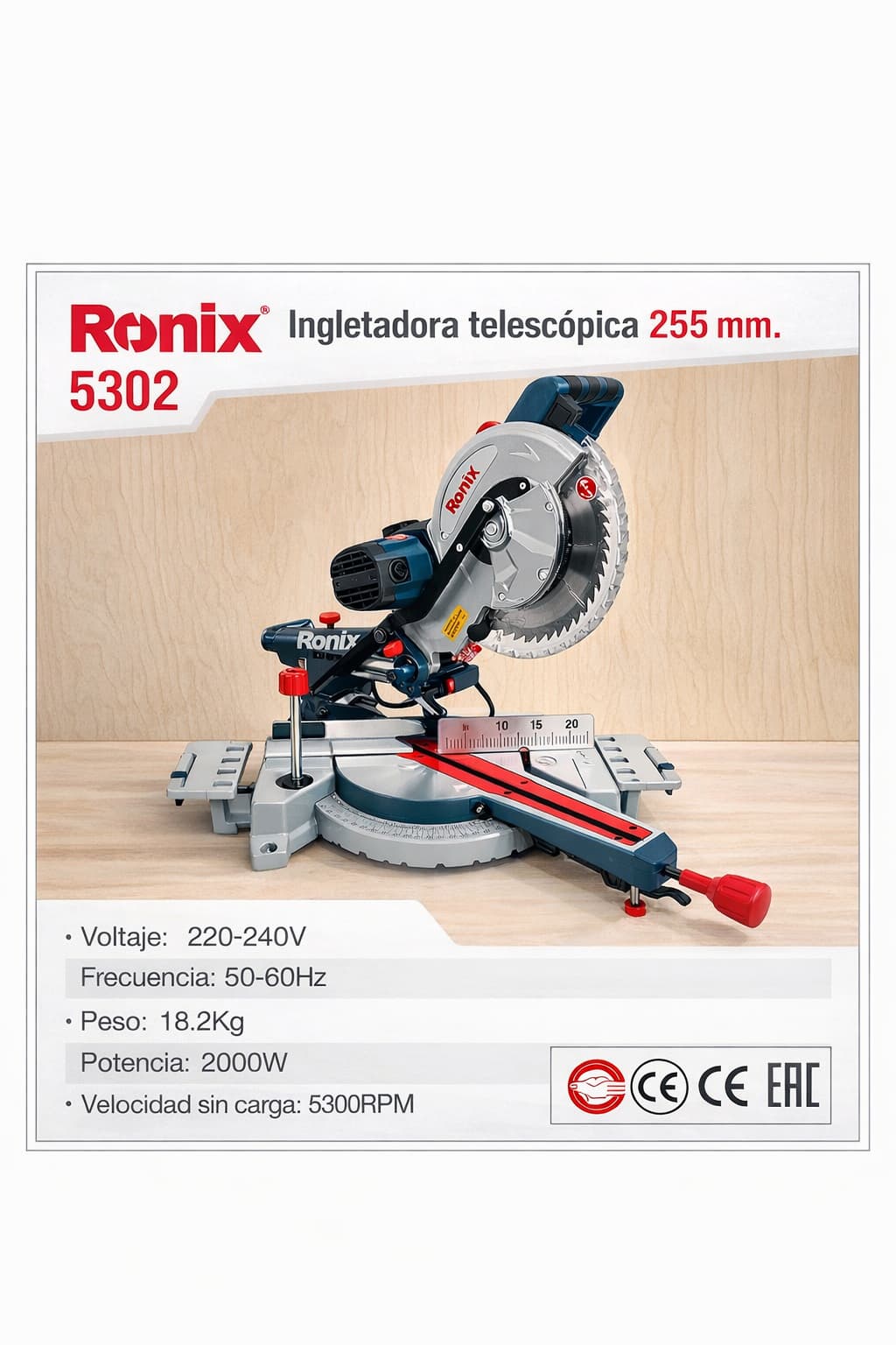 Ingletadora telescópica Ronix 5302  255mm. 2000 w.