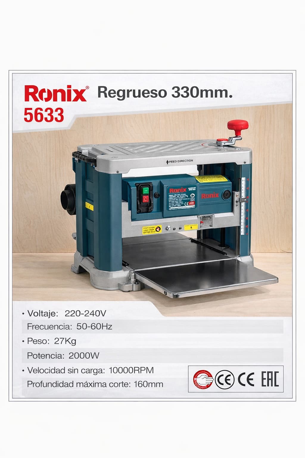 Cepillo regruesador Ronix 5633 330 mm - 2000 W